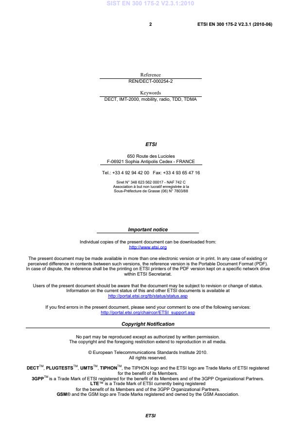 SIST EN 300 175-2 V2.3.1:2010 SIST EN 300 175-2 V2.3.1:2010 - Page 4 preview