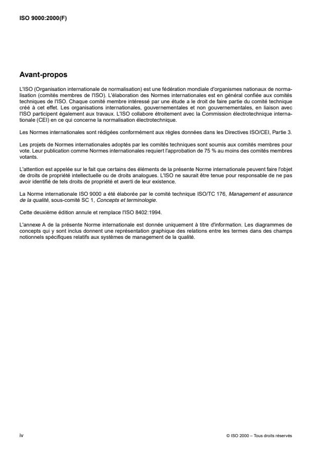 ISO 9000:2000 ISO 9000:2000 - Systemes de management de la qualité -- Principes essentiels et vocabulaire - Page 4 preview