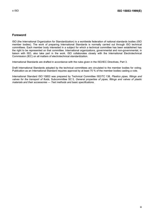ISO 15853:1999 - Thermoplastics materials -- Preparation of tubular test pieces for the determination of the hydrostatic strength of materials used for injection moulding