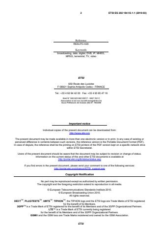 kSIST prES 202 184 V2.1.1:2010 ETSI ES 202 184 V2.1.1 (2010-03) - MHEG-5 Broadcast Profile - Page 2 preview