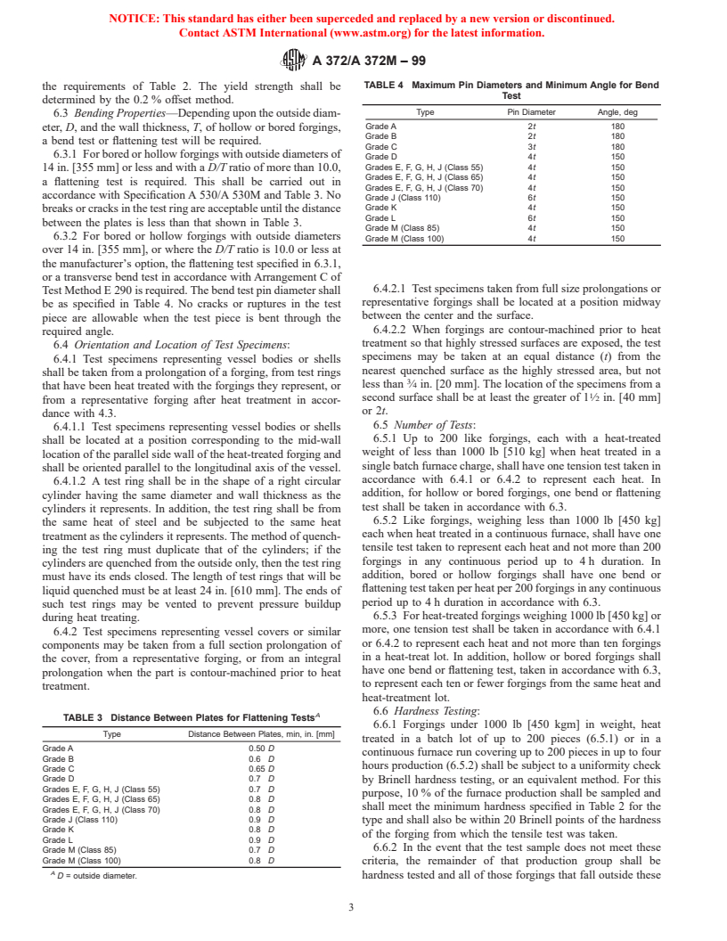 ASTM A372/A372M-99 - Standard Specification for Carbon and Alloy Steel Forgings for Thin-Walled Pressure Vessels