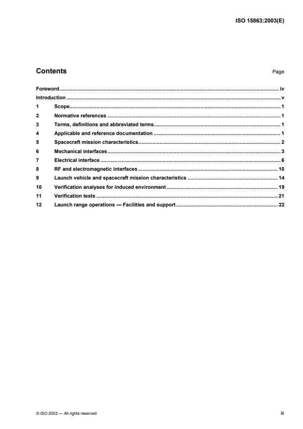 ISO 15863:2003 - Space systems -- Spacecraft-to-launch-vehicle interface control document