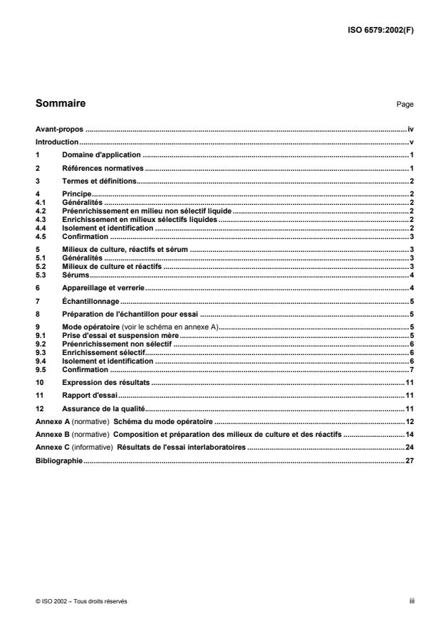 ISO 6579:2002 - Microbiologie des aliments -- Méthode horizontale pour la recherche des Salmonella spp.