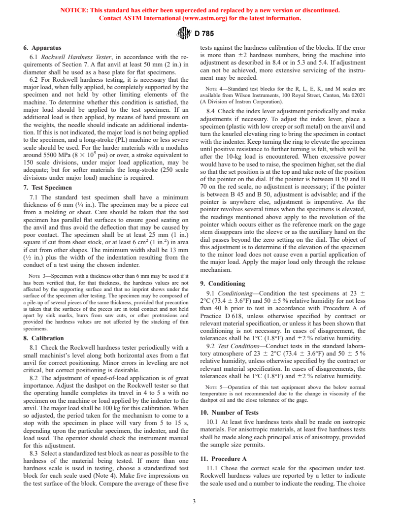 ASTM D785-98e1 - Standard Test Method for Rockwell Hardness of Plastics and Electrical Insulating Materials