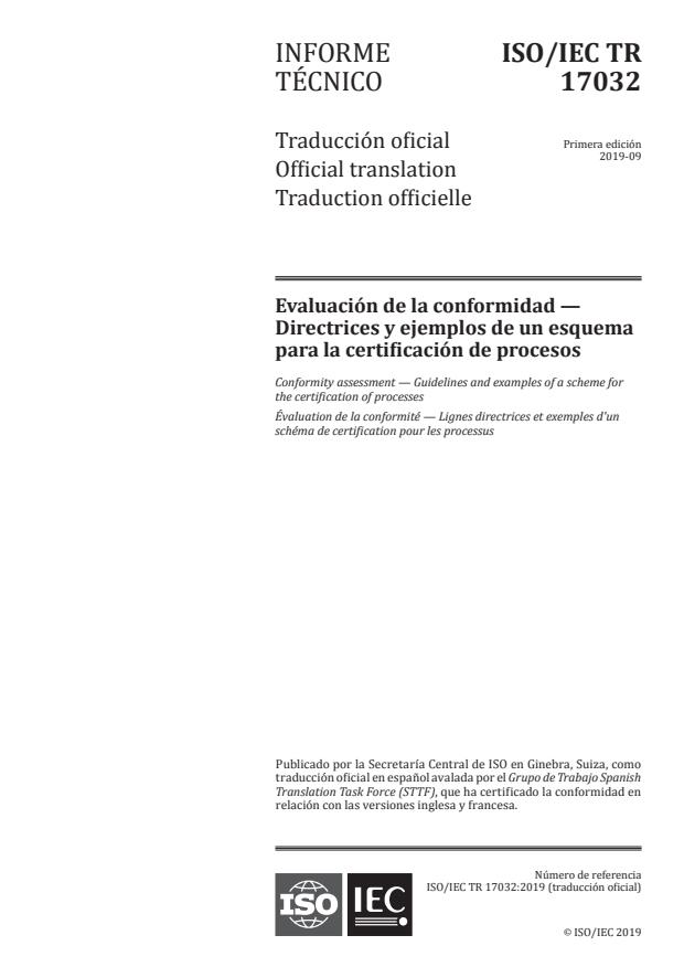 ISO/IEC TR 17032:2019 - Conformity assessment -- Guidelines and examples of a scheme for the certification of processes