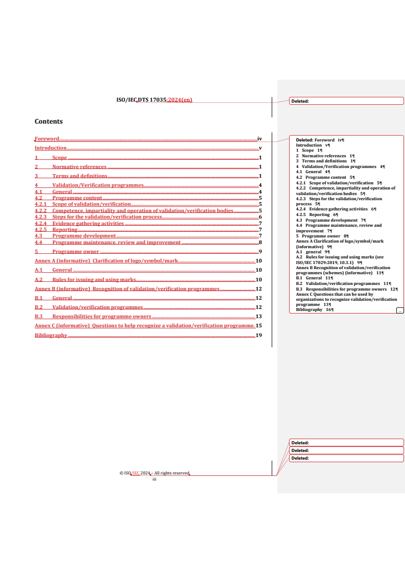 REDLINE ISO/IEC DTS 17035 - Conformity assessment — Guidelines for validation and verification programmes
Released:30. 04. 2024