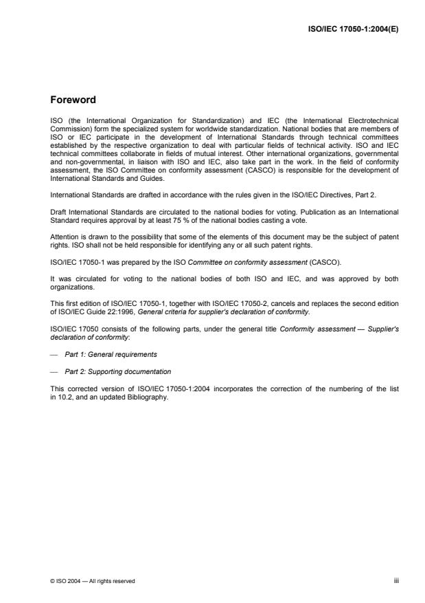 ISO/IEC 17050-1:2004 - Conformity assessment -- Supplier's declaration of conformity
