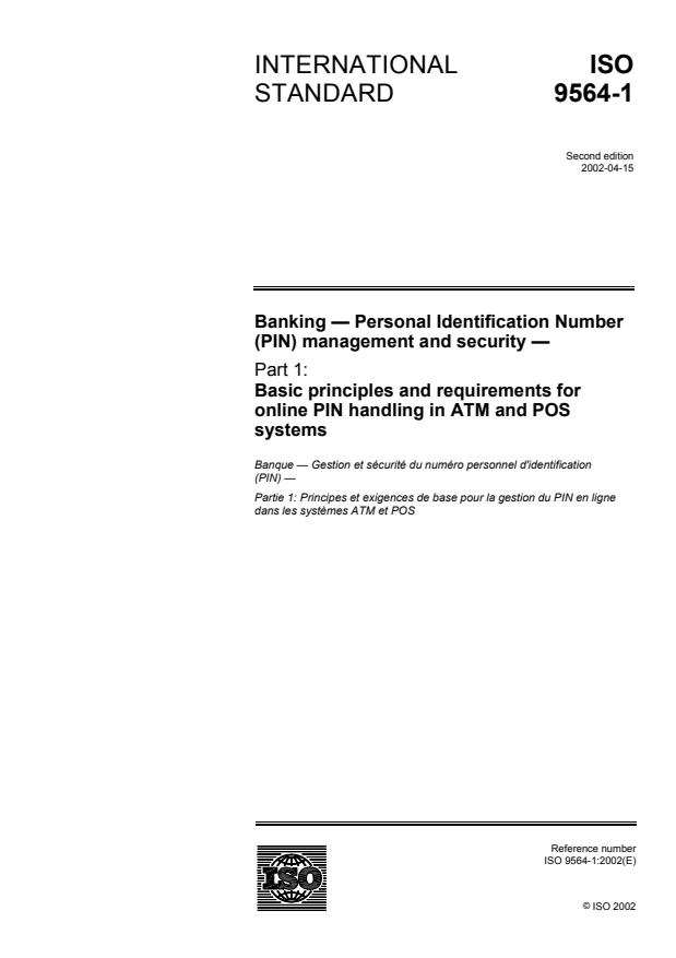 ISO 9564-1:2002 - Banking -- Personal Identification Number (PIN) management and security