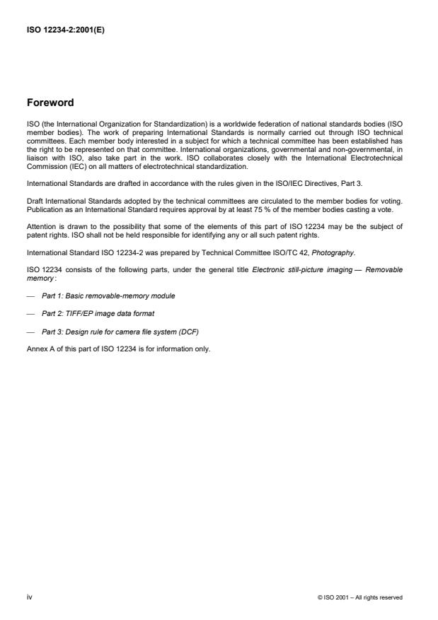 ISO 12234-2:2001 ISO 12234-2:2001 - Electronic still-picture imaging -- Removable memory - Page 4 preview