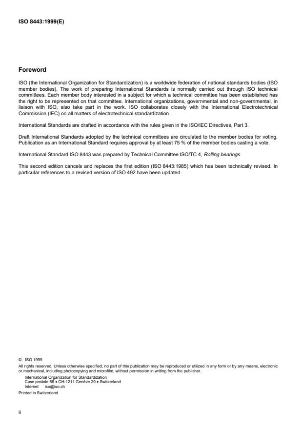 ISO 8443:1999 ISO 8443:1999 - Rolling bearings -- Radial ball bearings with flanged outer ring -- Flange dimensions - Page 2 preview