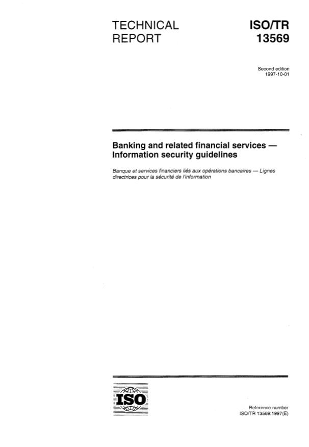 ISO/TR 13569:1997 - Banking and related financial services -- Information security guidelines