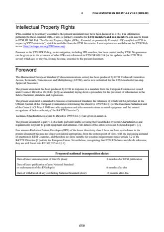SIST EN 302 217-4-2 V1.5.1:2010 ETSI EN 302 217-4-2 V1.5.1 (2009-09) - Fixed Radio Systems; Characteristics and requirements for point-to-point equipment and antennas; Part 4-2: Antennas; Harmonized EN covering the essential requirements of article 3.2 of the R&TTE Directive - Page 4 preview