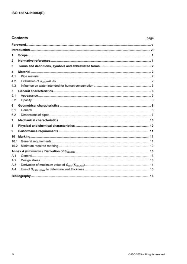 ISO 15874-2:2003 ISO 15874-2:2003 - Plastics piping systems for hot and cold water installations -- Polypropylene (PP) - Page 4 preview