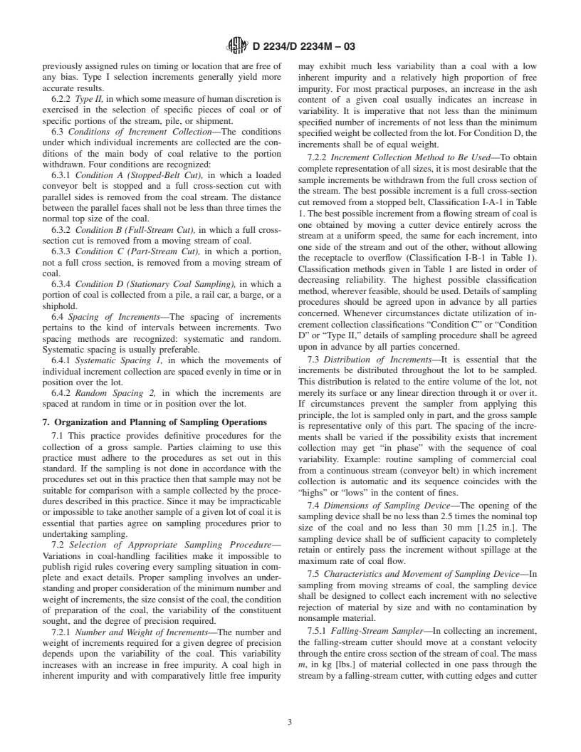 ASTM D2234/D2234M-03 - Standard Practice for Collection of a Gross Sample of Coal