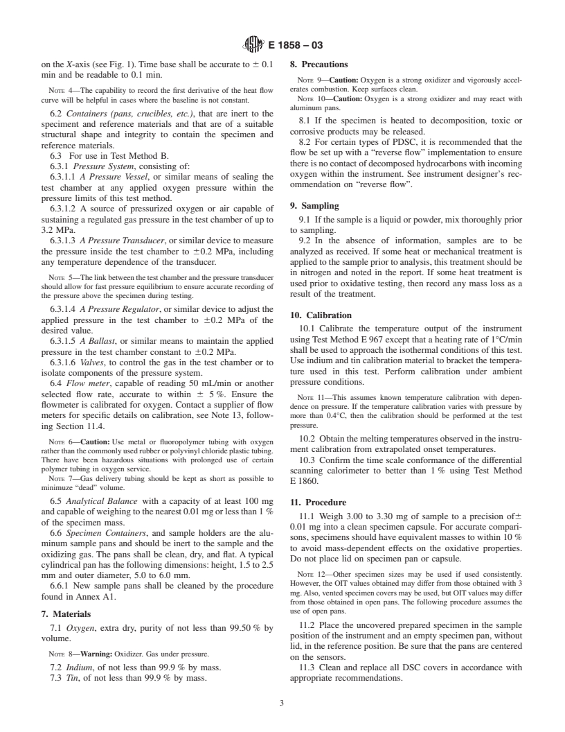 ASTM E1858-03 - Standard Test Method for Determining Oxidation Induction Time of Hydrocarbons by Differential Scanning Calorimetry