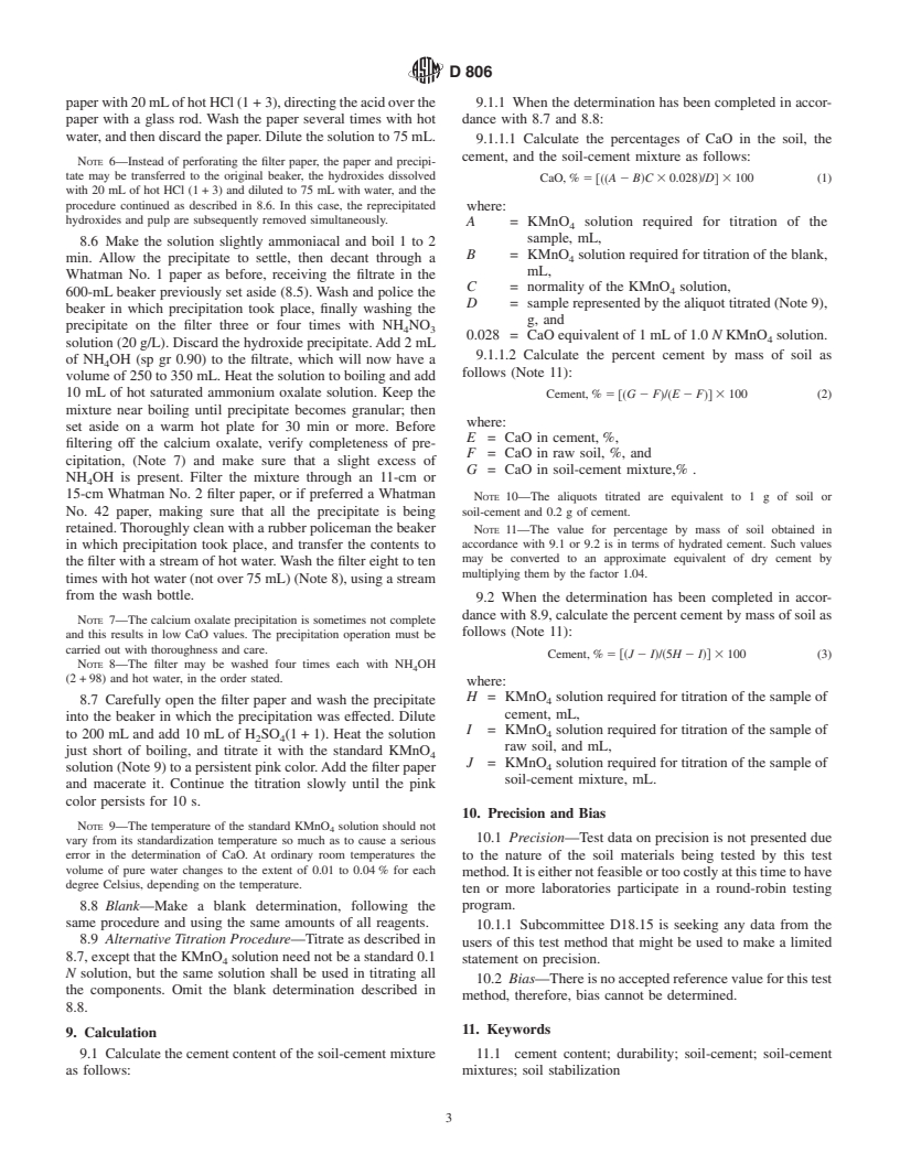 ASTM D806-00 - Standard Test Method for Cement Content of Hardened Soil-Cement Mixtures