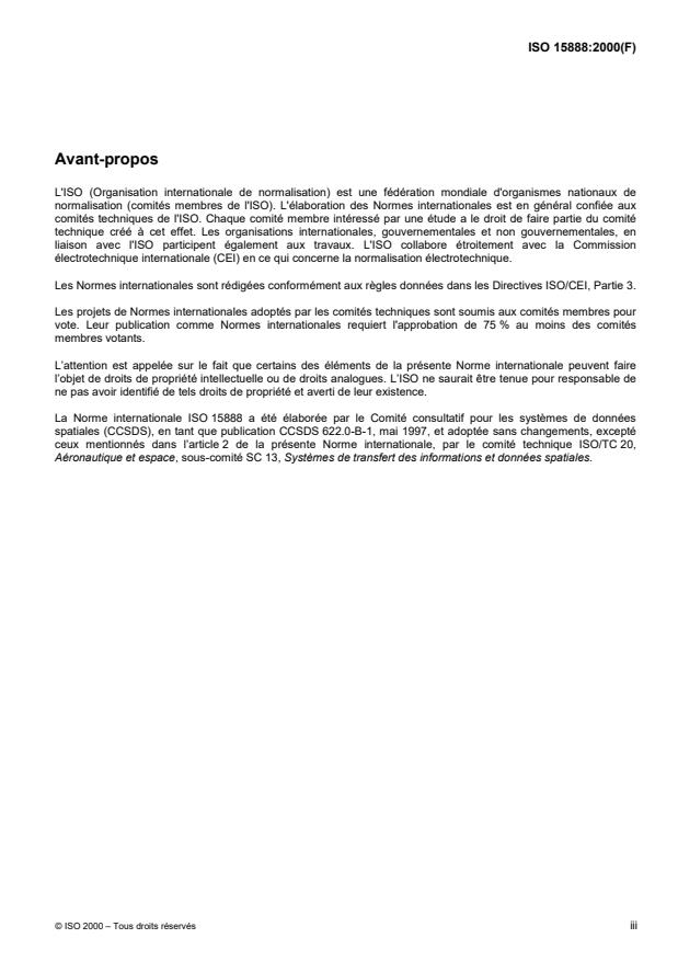 ISO 15888:2000 - Systemes de transfert des informations et données spatiales -- Unités de données a structuration normalisée -- Environnement de référence