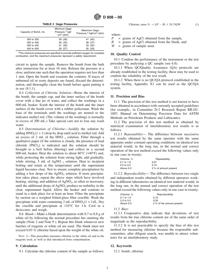 ASTM D808-00 - Standard Test Method for Chlorine in New and Used Petroleum Products (Bomb Method)