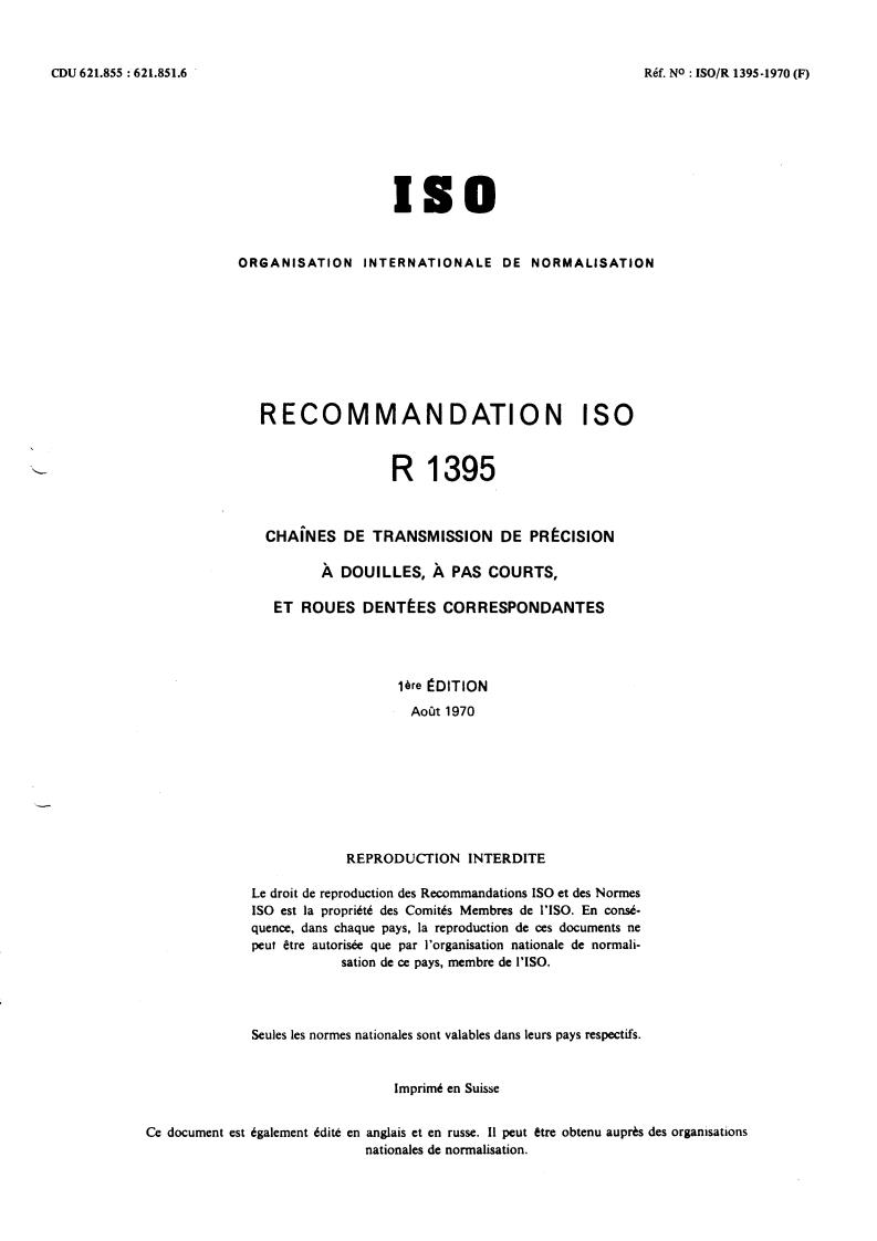 1395 R/rw ISO/R 1395:1970 - Title missing - Legacy paper document