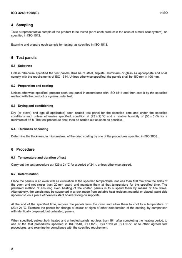 ISO 3248:1998 ISO 3248:1998 - Paints and varnishes -- Determination of the effect of heat - Page 4 preview