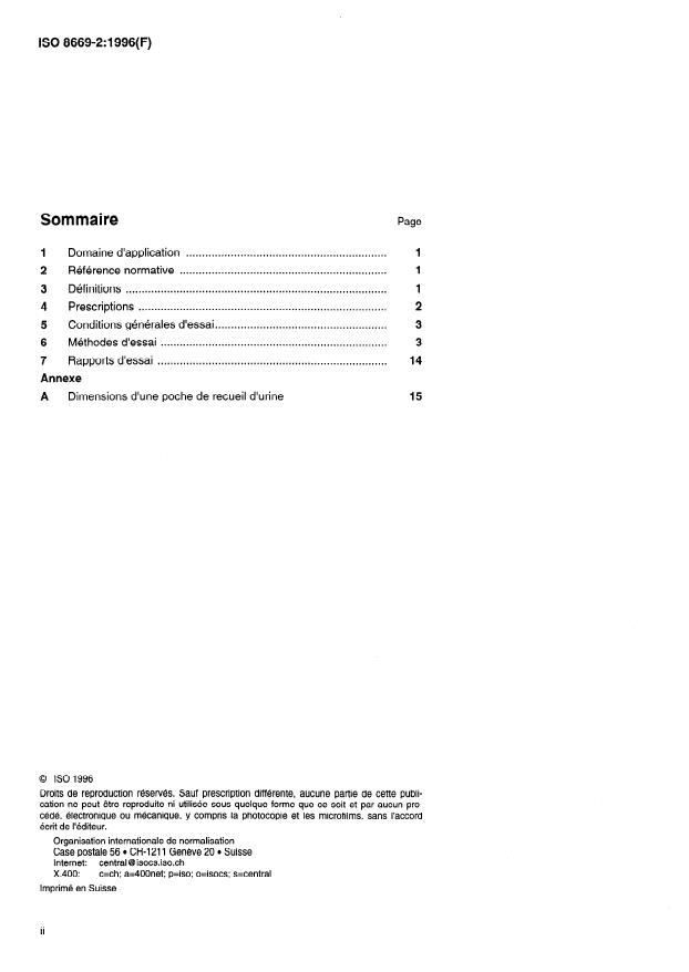 ISO 8669-2:1996 ISO 8669-2:1996 - Poches de recueil d'urine - Page 2 preview