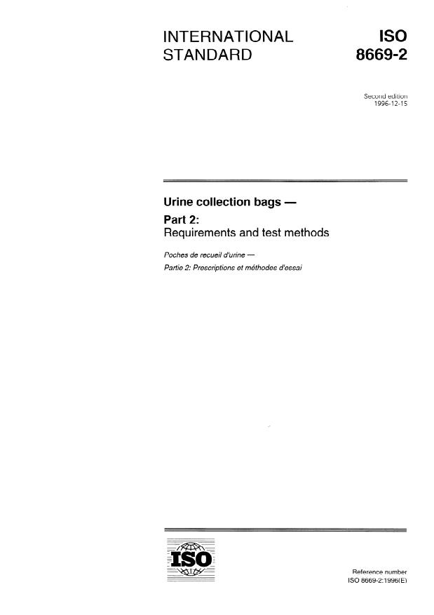 ISO 8669-2:1996 - Urine collection bags