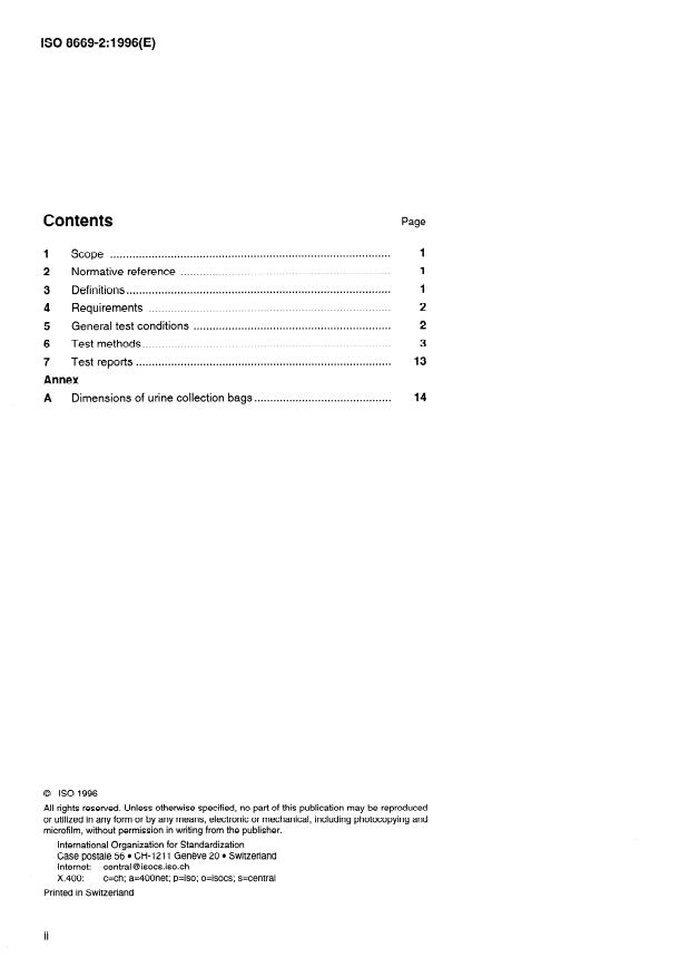 ISO 8669-2:1996 ISO 8669-2:1996 - Urine collection bags - Page 2 preview
