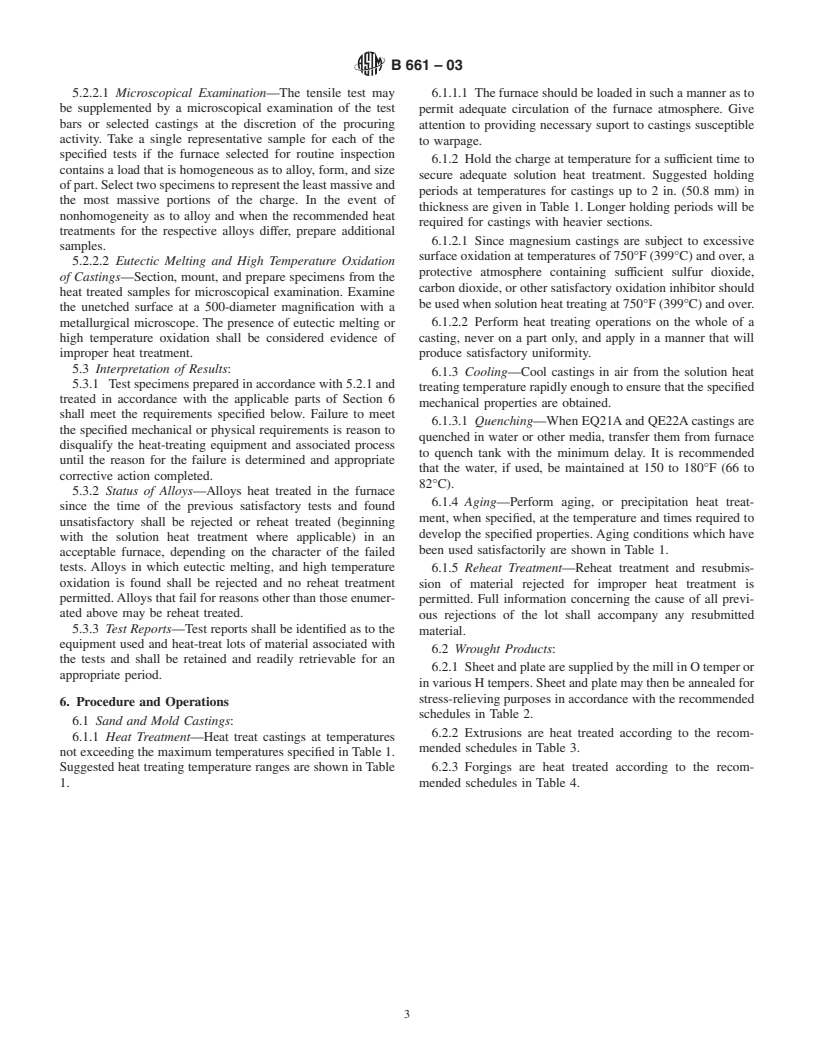 ASTM B661-03 - Standard Practice for Heat Treatment of Magnesium Alloys