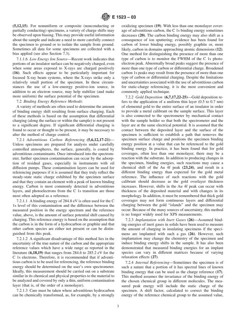 ASTM E1523-03 - Standard Guide to Charge Control and Charge Referencing Techniques in X-Ray Photoelectron Spectroscopy