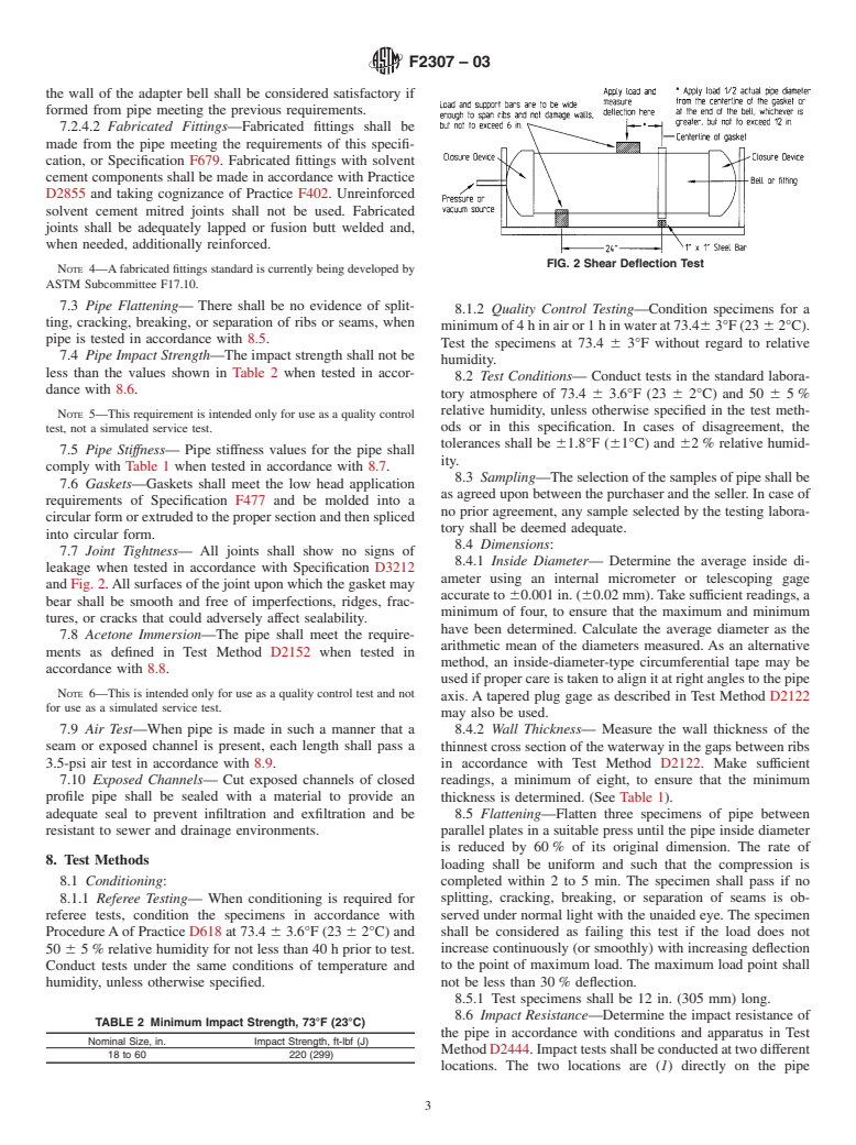 ASTM F2307-03 - Standard Specification for Series 10 Poly(Vinyl Chloride) (PVC) Closed Profile Gravity Pipe and Fittings Based on Controlled Inside Diameter (Withdrawn 2011)