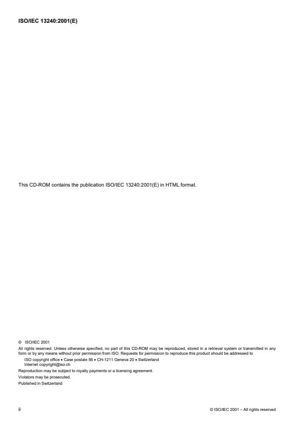 ISO/IEC 13240:2001 ISO/IEC 13240:2001 - Information technology -- Document description and processing languages -- Interchange Standard for Multimedia Interactive Documents (ISMID) - Page 2 preview