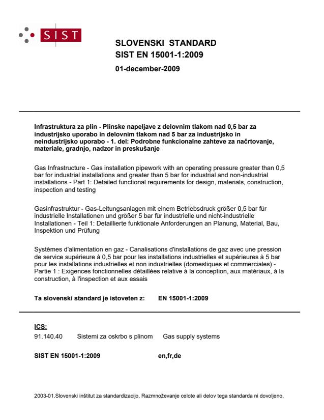 EN 15001-1:2009 (DE)