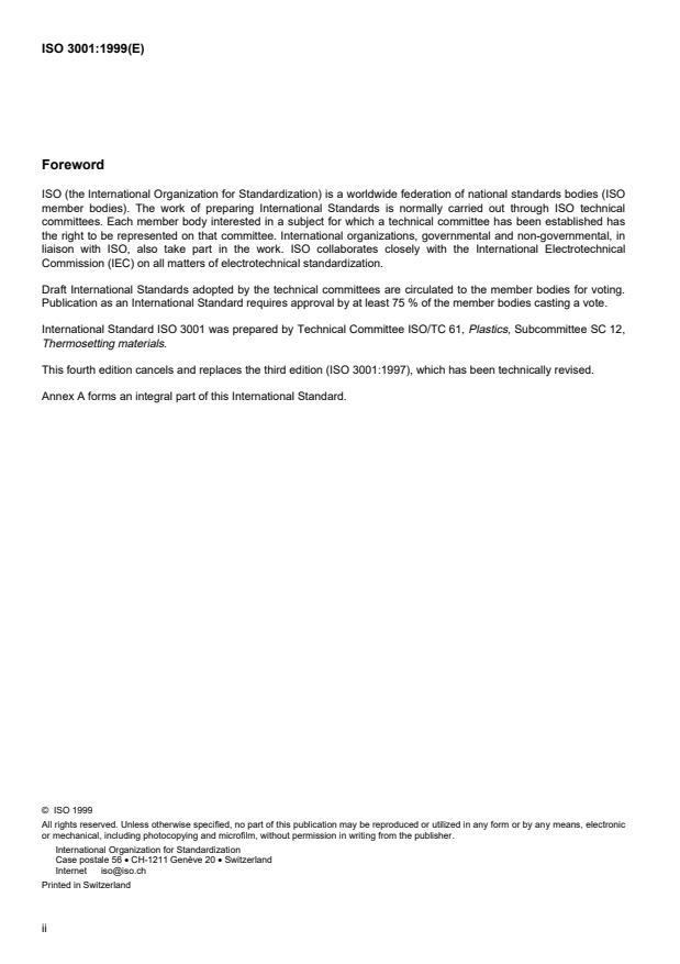 ISO 3001:1999 ISO 3001:1999 - Plastics -- Epoxy compounds -- Determination of epoxy equivalent - Page 2 preview