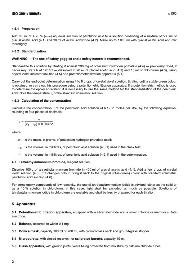 ISO 3001:1999 ISO 3001:1999 - Plastics -- Epoxy compounds -- Determination of epoxy equivalent - Page 4 preview
