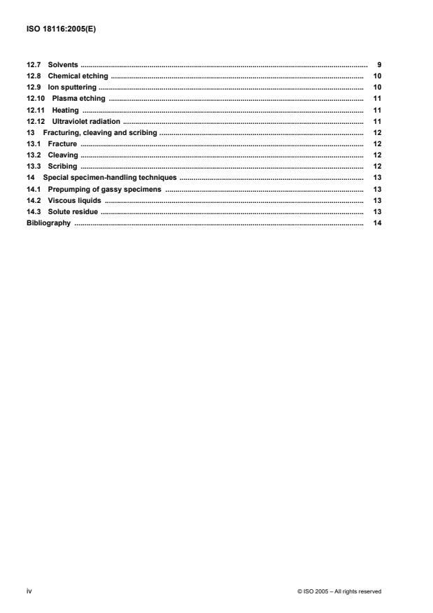 ISO 18116:2005 ISO 18116:2005 - Surface chemical analysis -- Guidelines for preparation and mounting of specimens for analysis - Page 4 preview