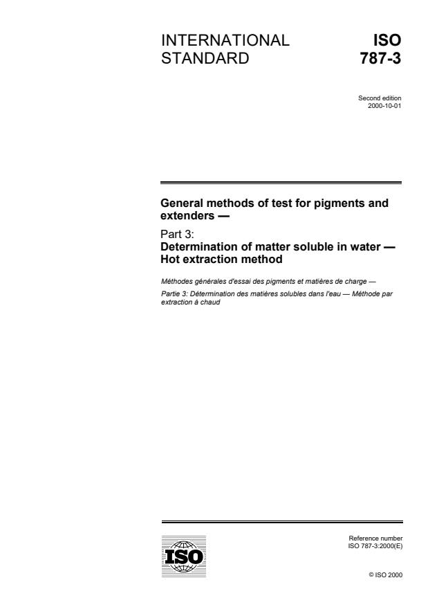 ISO 787-3:2000 - General methods of test for pigments and extenders