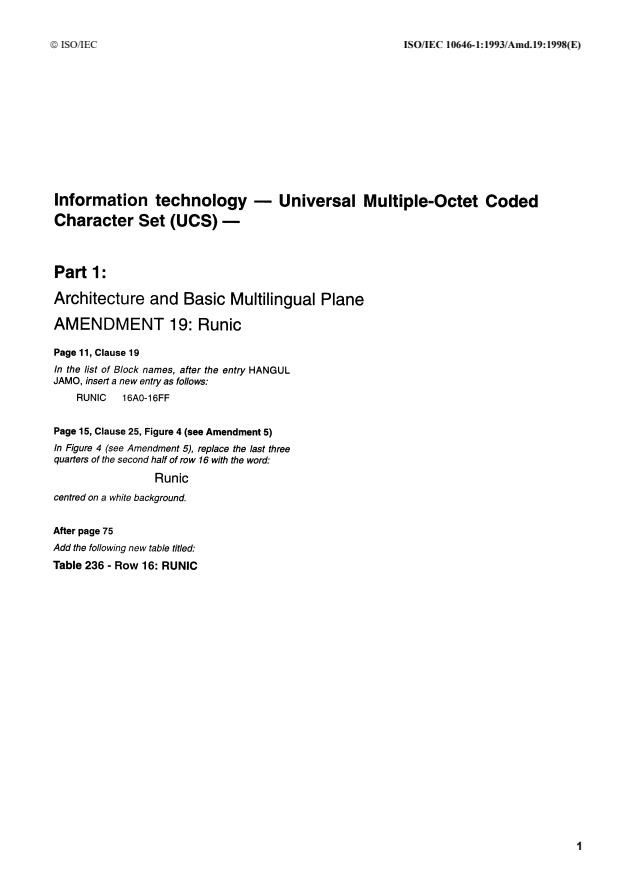 ISO/IEC 10646-1:1993/Amd 19:1998 - Runic