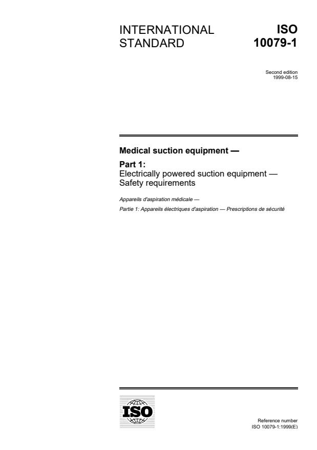 ISO 10079-1:1999 - Medical suction equipment