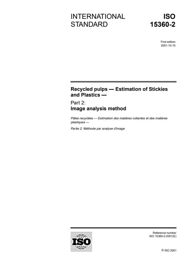 ISO 15360-2:2001 - Recycled pulps -- Estimation of Stickies and Plastics