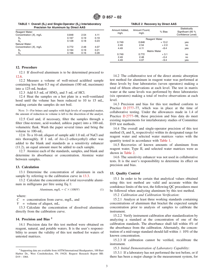 ASTM D857-02 - Standard Test Method for Aluminum in Water