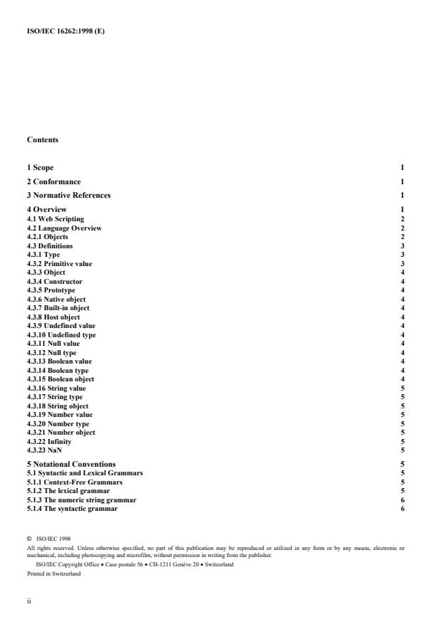 ISO/IEC 16262:1998 ISO/IEC 16262:1998 - Information technology - ECMAScript language specification - Page 2 preview