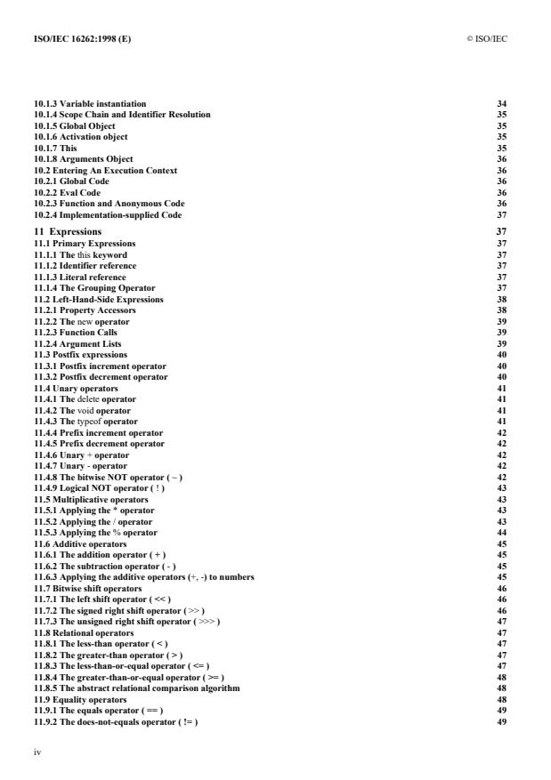 ISO/IEC 16262:1998 ISO/IEC 16262:1998 - Information technology - ECMAScript language specification - Page 4 preview
