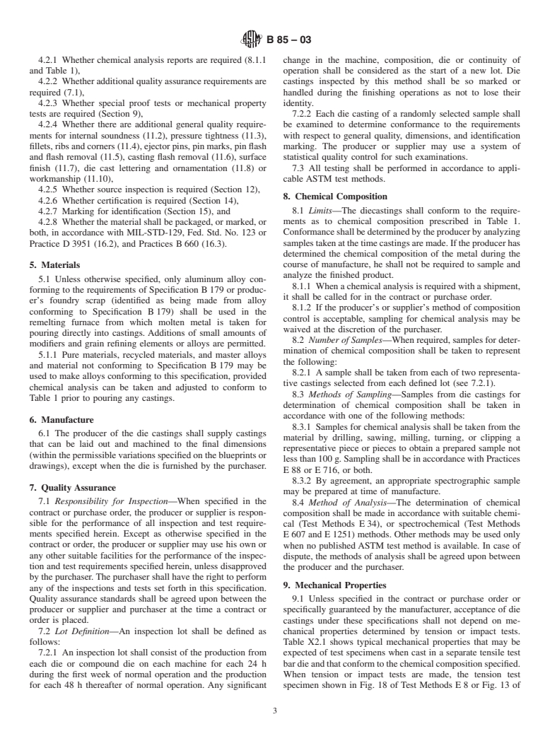 ASTM B85-03 - Standard Specification for Aluminum-Alloy Die Castings