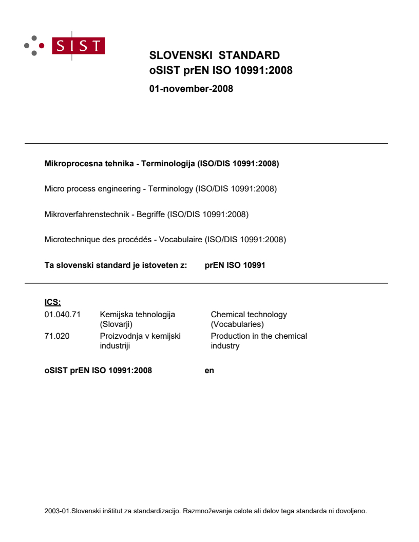 prEN ISO 10991:2008