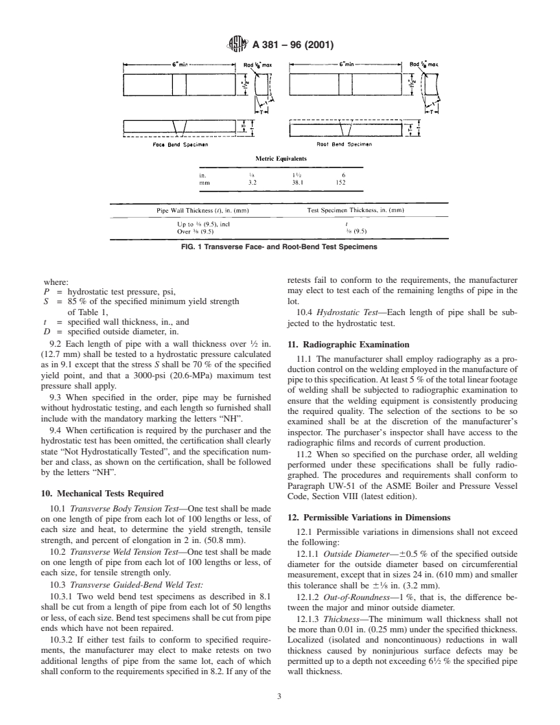 ASTM A381-96(2001) - Standard Specification for Metal-Arc-Welded Steel Pipe for Use With High-Pressure Transmission Systems