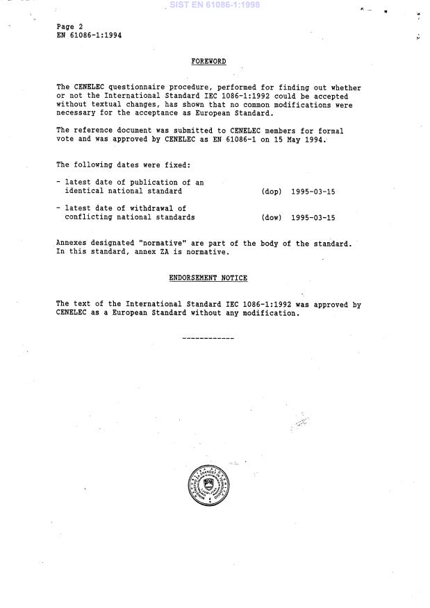 EN 61086-1:1994 EN 61086-1:1998 - Page 4 preview