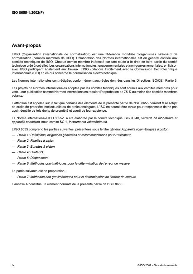 ISO 8655-1:2002 ISO 8655-1:2002 - Appareils volumétriques a piston - Page 4 preview