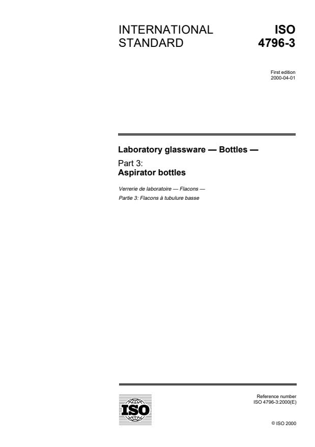 ISO 4796-3:2000 - Laboratory glassware -- Bottles