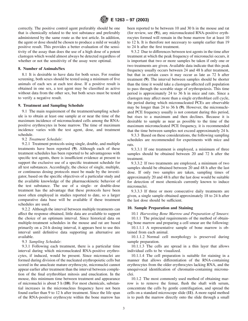 ASTM E1263-97(2003) - Standard Guide for Conduct of Micronucleus Assays in Mammalian Bone Marrow Erythrocytes