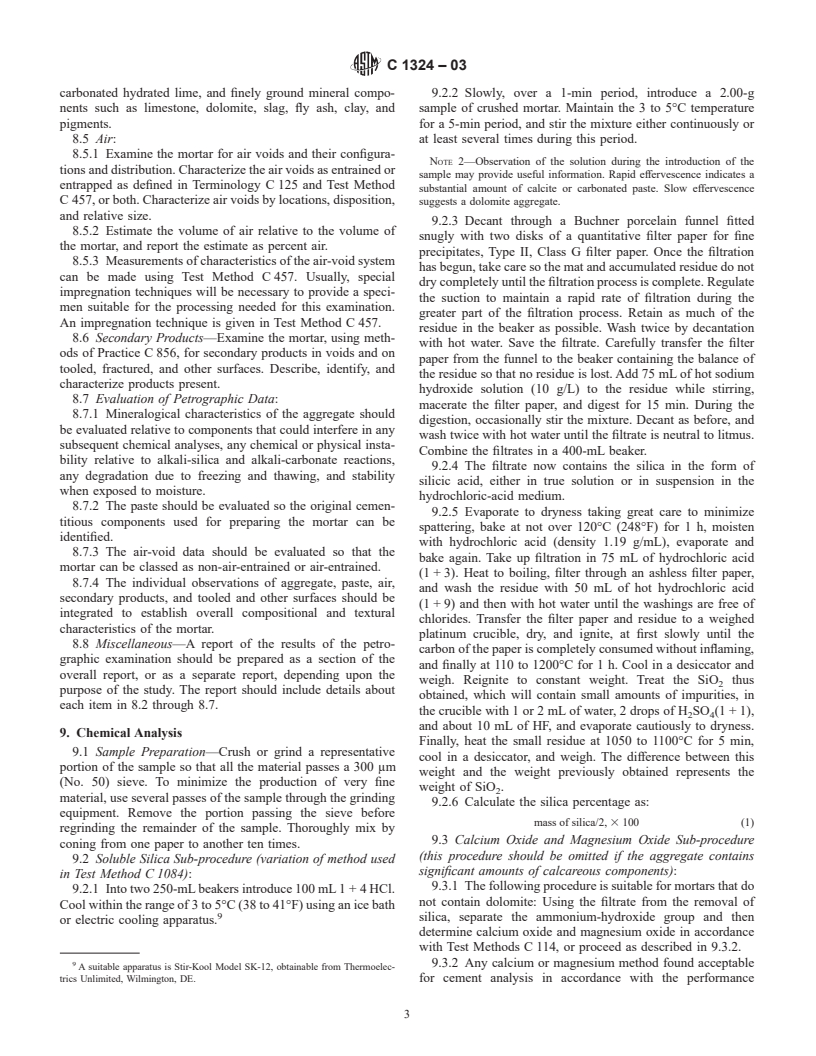 ASTM C1324-03 - Standard Test Method for Examination and Analysis of Hardened Masonry Mortar